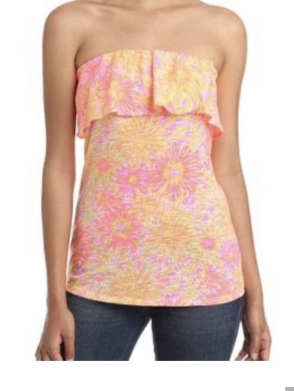 Lilly Pulitzer Wakely Tube Top In Sunkissed Print Size Small